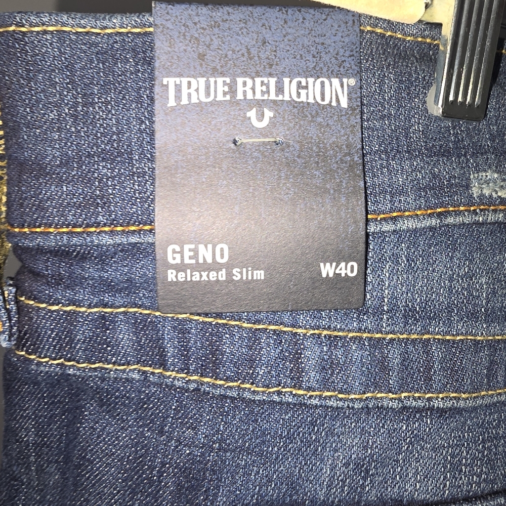 True Religion Blue Relaxed Jeans with Contrast Stitching